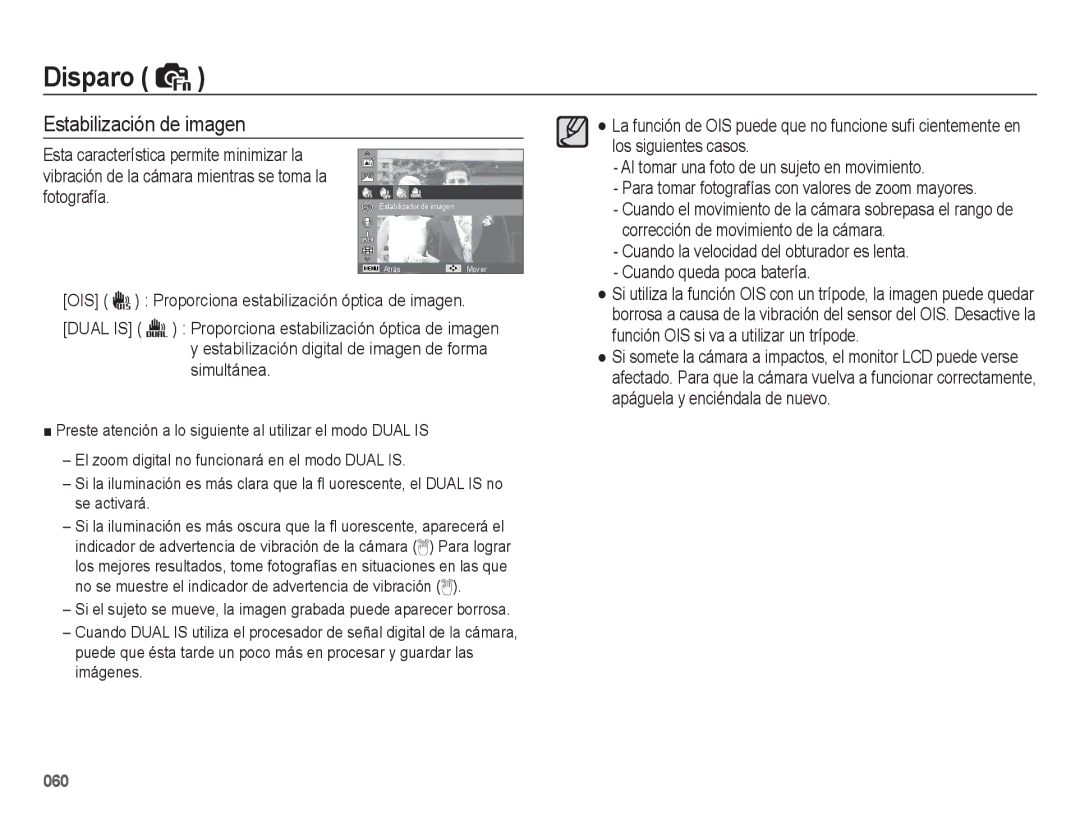 Samsung EC-WB5500BPBE1, EC-WB5500BPAE1 manual Estabilización de imagen 