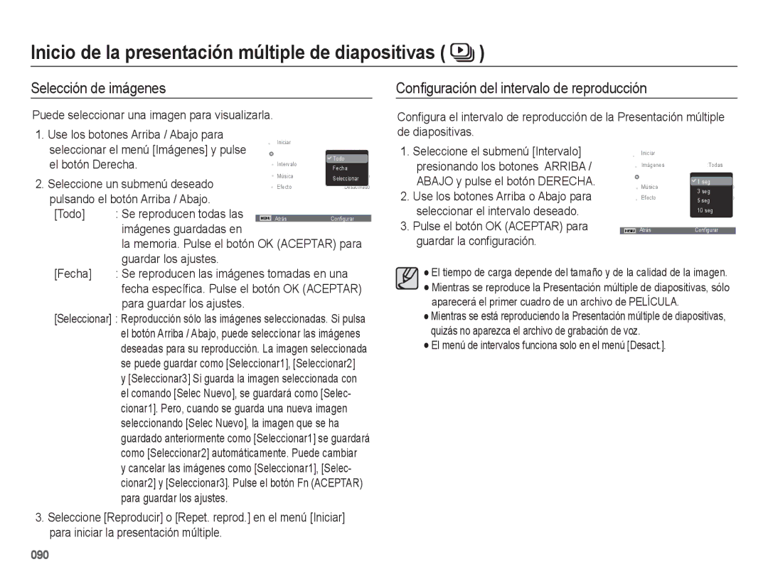 Samsung EC-WB5500BPBE1, EC-WB5500BPAE1 manual Inicio de la presentación múltiple de diapositivas, Selección de imágenes 