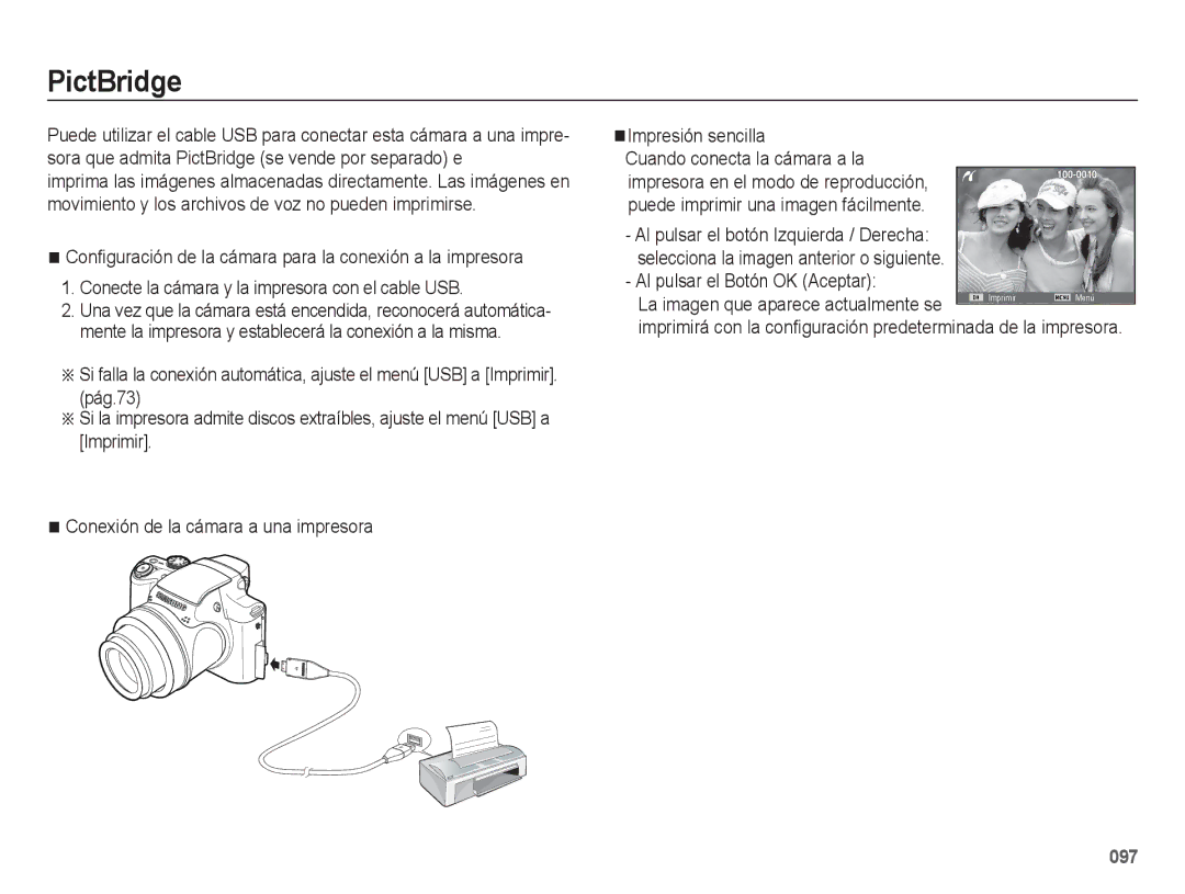 Samsung EC-WB5500BPAE1, EC-WB5500BPBE1 PictBridge, Al pulsar el Botón OK Aceptar, La imagen que aparece actualmente se 