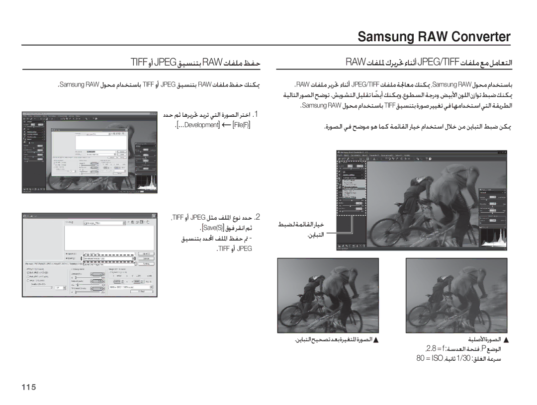 Samsung EC-WB5500BPBE1, EC-WB5500BPASA, EC-WB5500BPBIL manual Tiff ȶȖ Jpeg ǘƸƉƶƄŮ RAW ȝƾƱƴž ǔƱŲ, ǓƃƬŽǀƵǣƾƲŽȚȤƾƸų ǛƁƾƃƄŽȚ, 115 