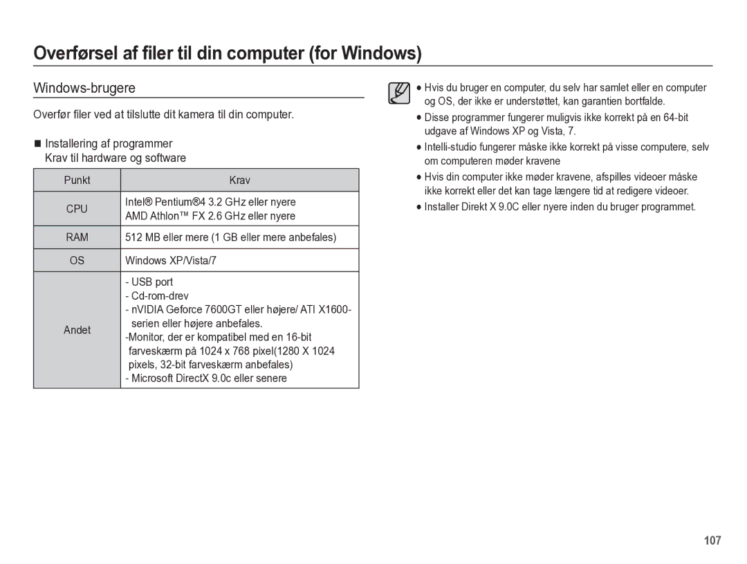 Samsung EC-WB5500BPBE2 manual Overførsel af filer til din computer for Windows, Windows-brugere 