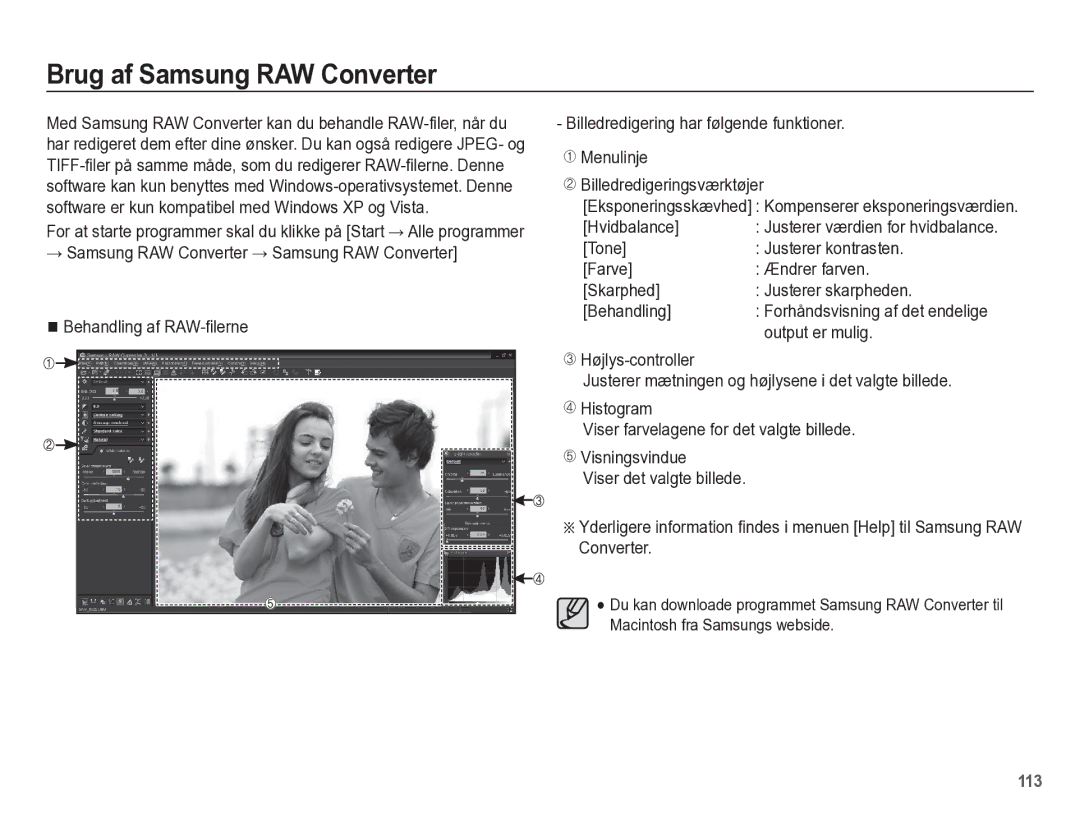 Samsung EC-WB5500BPBE2 manual Brug af Samsung RAW Converter, Output er mulig 