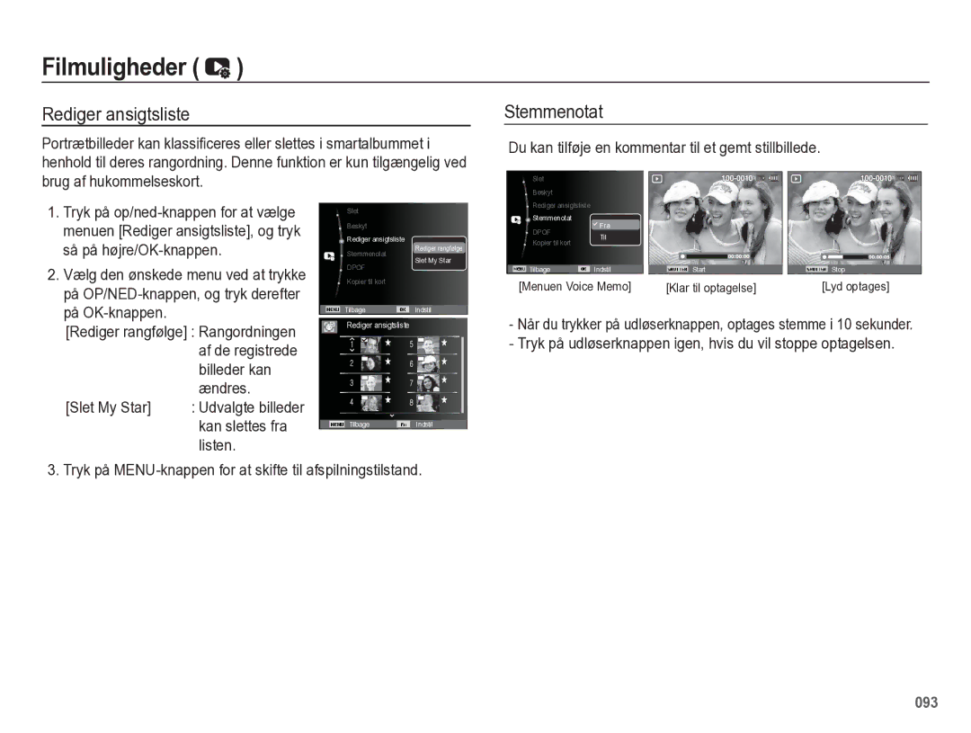 Samsung EC-WB5500BPBE2 manual Rediger ansigtsliste 