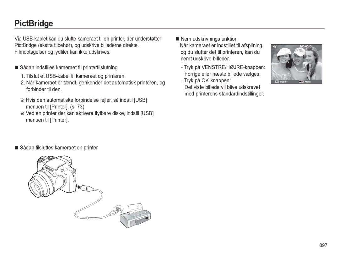 Samsung EC-WB5500BPBE2 manual PictBridge, Tryk på OK-knappen 