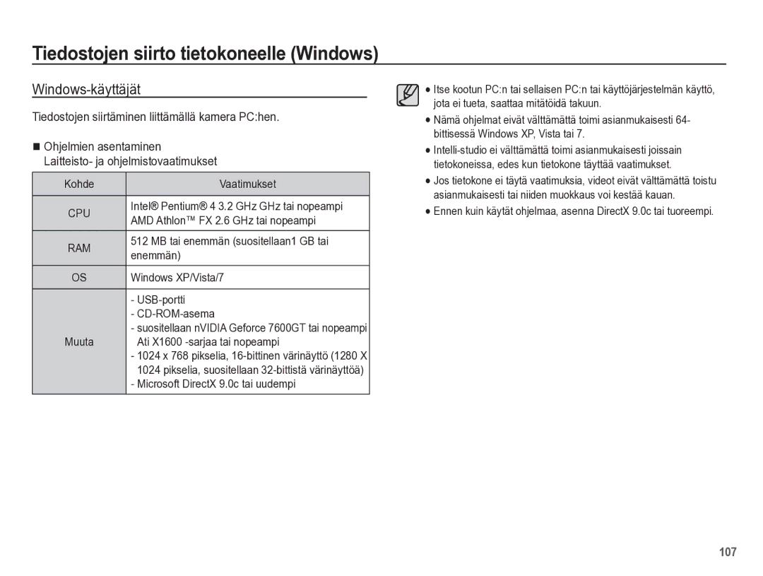 Samsung EC-WB5500BPBE2 manual Tiedostojen siirto tietokoneelle Windows, Windows-käyttäjät 