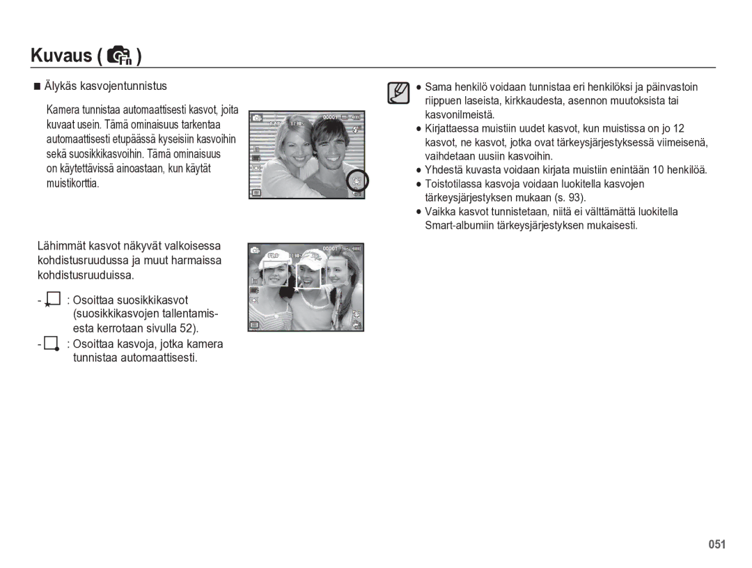 Samsung EC-WB5500BPBE2 manual Älykäs kasvojentunnistus 