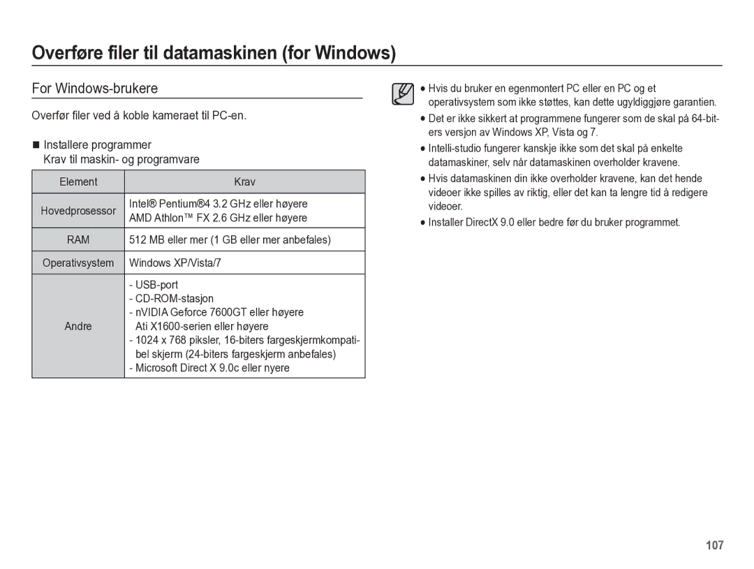 Samsung EC-WB5500BPBE2 manual Overføre filer til datamaskinen for Windows, For Windows-brukere 