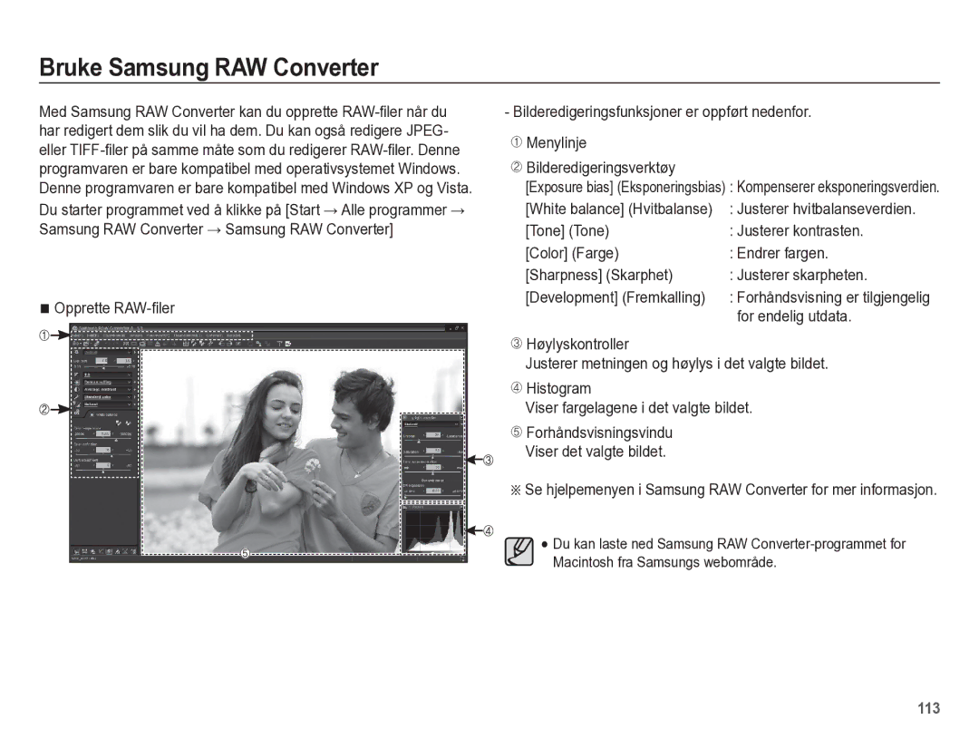 Samsung EC-WB5500BPBE2 manual Bruke Samsung RAW Converter, For endelig utdata 