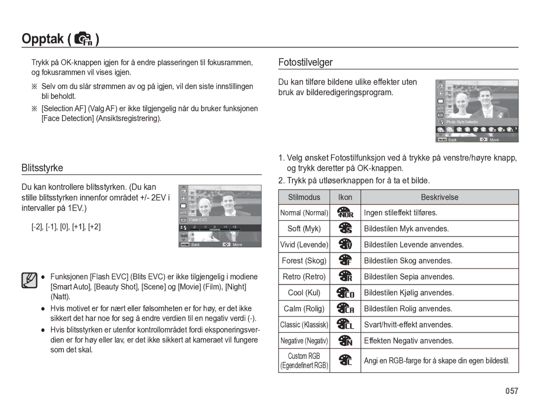 Samsung EC-WB5500BPBE2 manual Blitsstyrke Fotostilvelger 