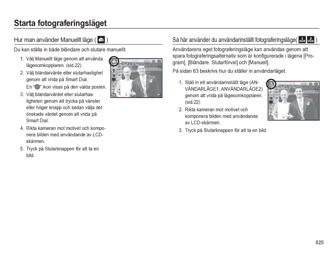 Samsung EC-WB5500BPBE2 manual Hur man använder Manuellt läge, Du kan ställa in både bländare och slutare manuellt 