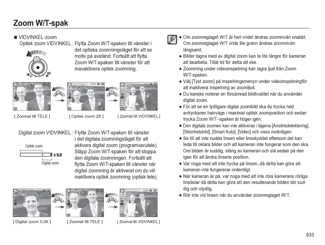 Samsung EC-WB5500BPBE2 manual VIDVINKEL-zoom 