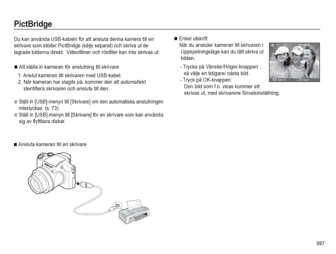 Samsung EC-WB5500BPBE2 manual PictBridge, Tryck på OK-knappen 