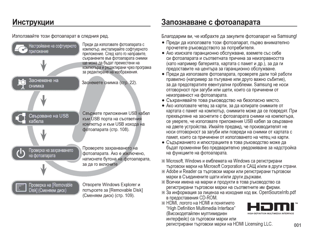 Samsung EC-WB5500BPBE3 manual Ɂɧɫɬɪɭɤɰɢɢ, Ɂɚɩɨɡɧɚɜɚɧɟ ɫ ɮɨɬɨɚɩɚɪɚɬɚ, Ɂɡɩɨɥɡɜɚɣɬɟ ɬɨɡɢ ɮɨɬɨɚɩɚɪɚɬ ɜ ɫɥɟɞɧɢɹ ɪɟɞ 