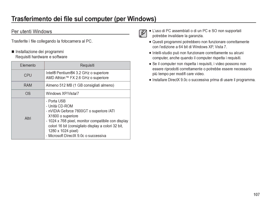 Samsung EC-WB5500BPBIT manual Trasferimento dei file sul computer per Windows, Per utenti Windows 