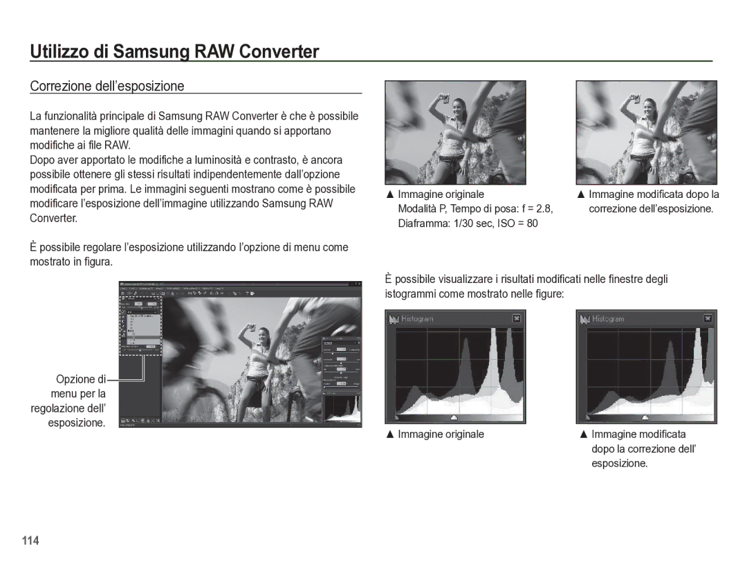 Samsung EC-WB5500BPBIT manual Correzione dell’esposizione, Modalità P, Tempo di posa f =, Esposizione 