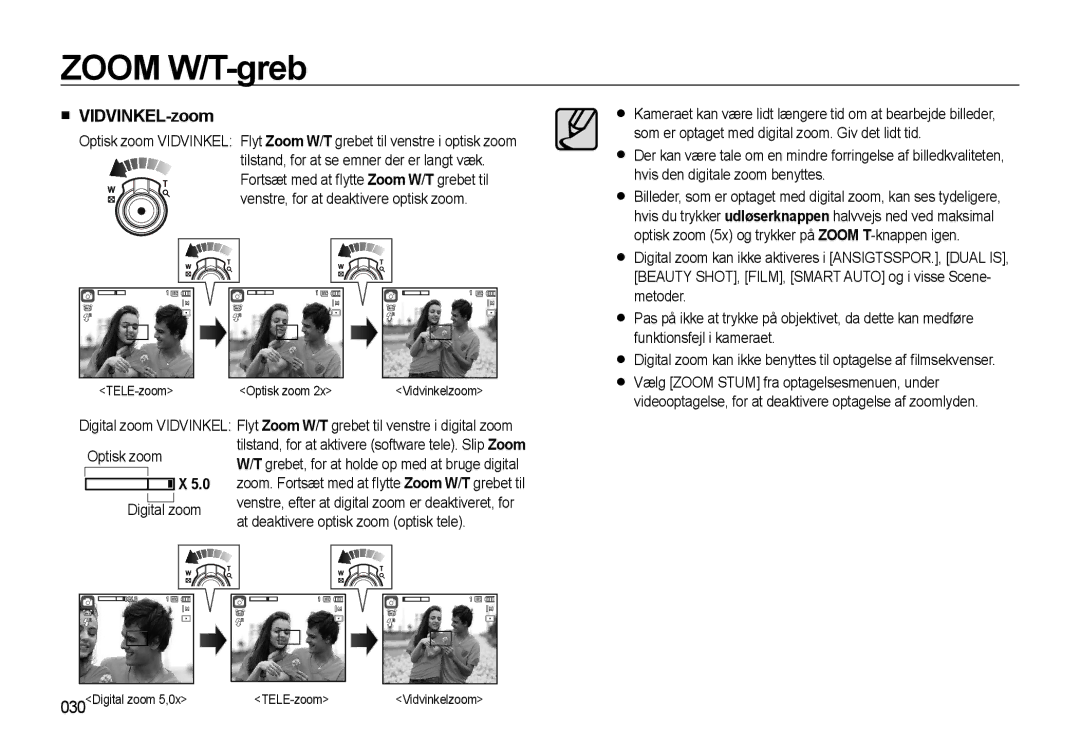 Samsung EC-WB550BBP/E2, EC-WB550ABP/E2 manual VIDVINKEL-zoom, Optisk zoom Digital zoom 