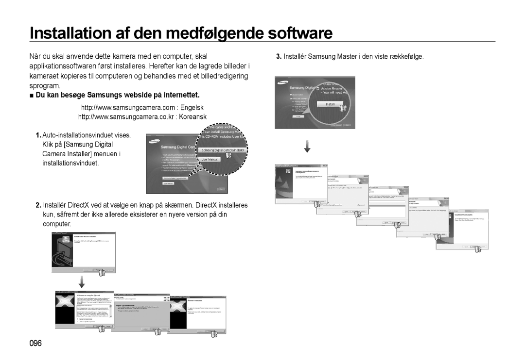 Samsung EC-WB550BBP/E2, EC-WB550ABP/E2 manual Installation af den medfølgende software, 096 