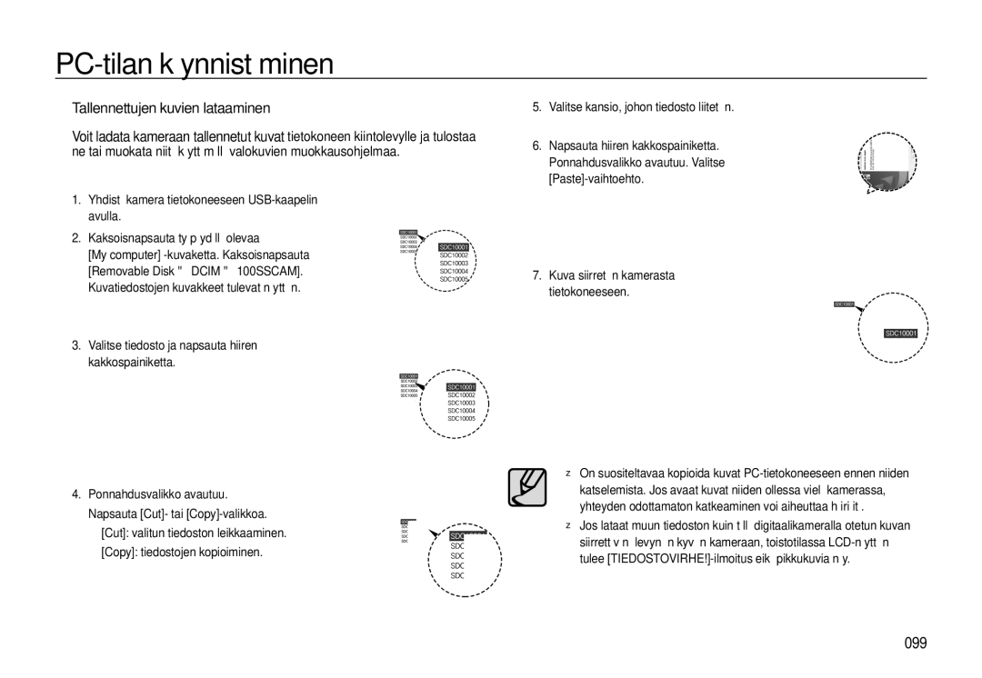 Samsung EC-WB550ABP/E2, EC-WB550BBP/E2 manual Tallennettujen kuvien lataaminen 