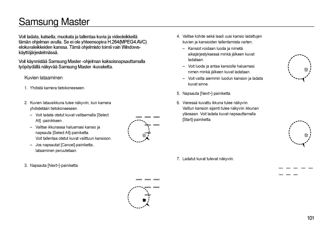 Samsung EC-WB550ABP/E2, EC-WB550BBP/E2 Samsung Master, Kuvien lataaminen, Voit tallentaa otetut kuvat valittuun kansioon 