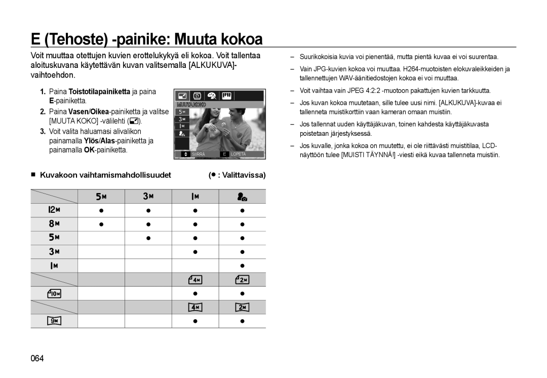 Samsung EC-WB550BBP/E2, EC-WB550ABP/E2 manual Tehoste -painike Muuta kokoa, Paina Toistotilapainiketta ja paina E-painiketta 