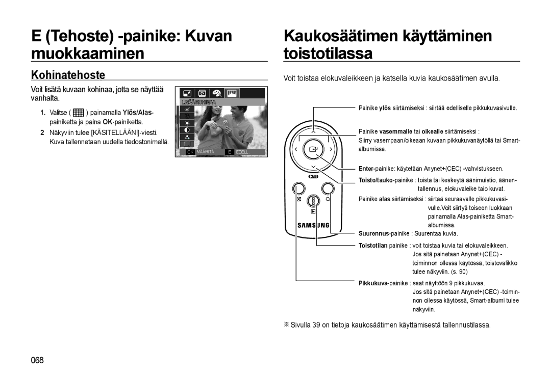 Samsung EC-WB550BBP/E2, EC-WB550ABP/E2 manual Kaukosäätimen käyttäminen toistotilassa, Kohinatehoste 