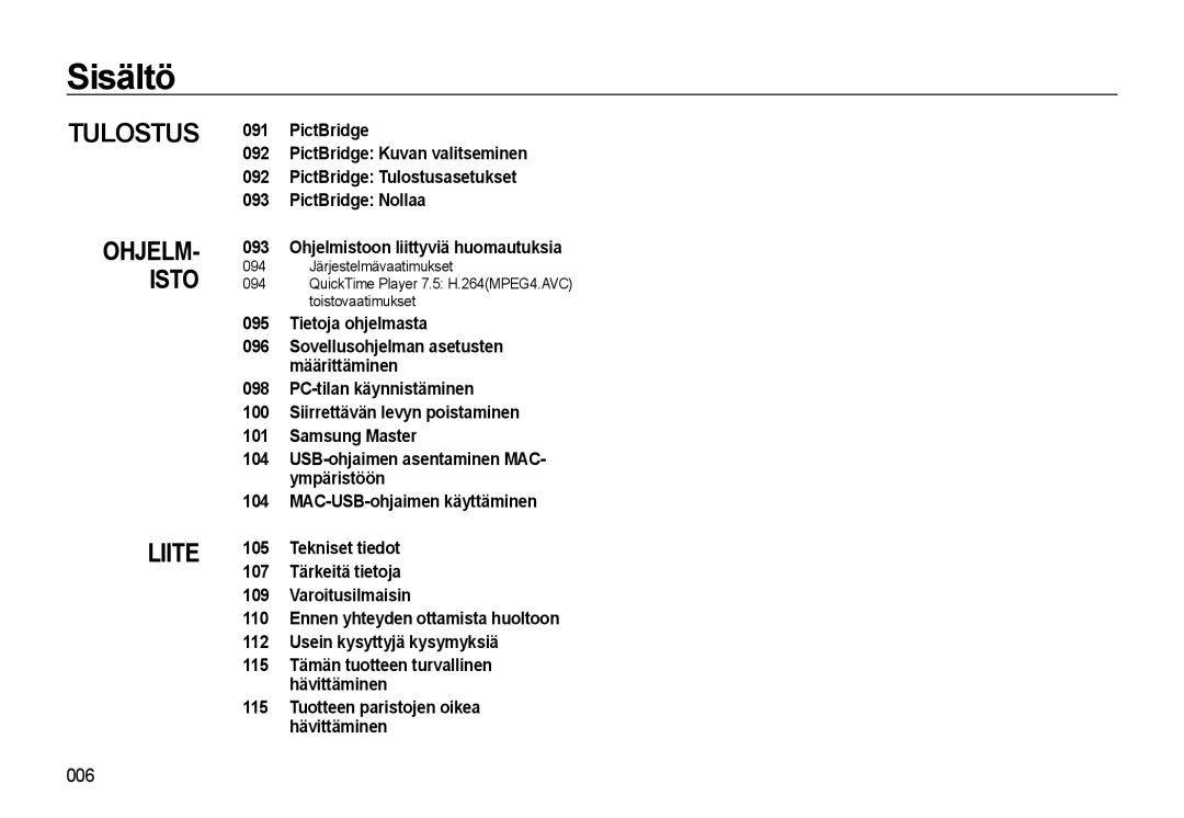 Samsung EC-WB550BBP/E2, EC-WB550ABP/E2 manual Tulostus Ohjelm Isto Liite, 094 Järjestelmävaatimukset 