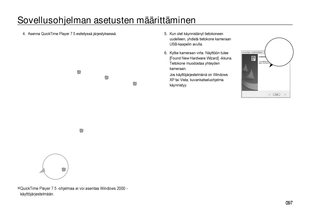 Samsung EC-WB550ABP/E2, EC-WB550BBP/E2 manual Asenna QuickTime Player 7.5 esitetyssä järjestyksessä 