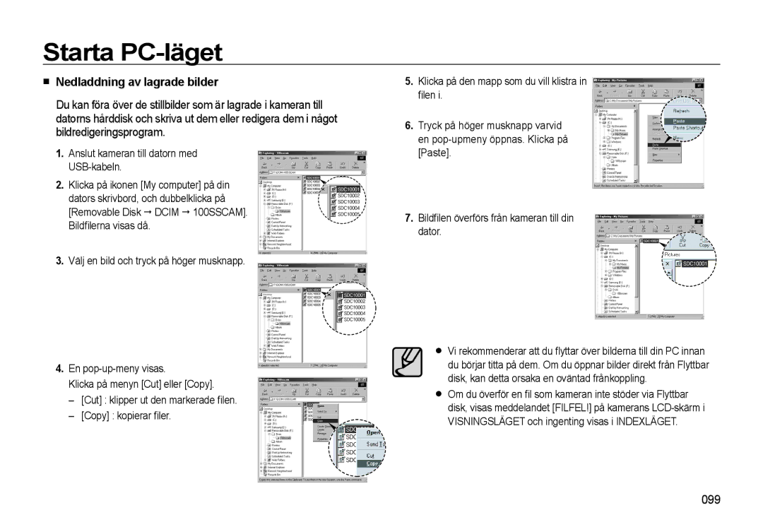 Samsung EC-WB550ABP/E2, EC-WB550BBP/E2 manual Nedladdning av lagrade bilder, 099 