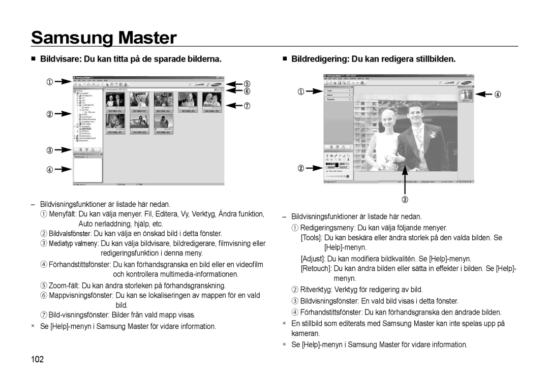 Samsung EC-WB550BBP/E2, EC-WB550ABP/E2 manual 102, Bildredigering Du kan redigera stillbilden 