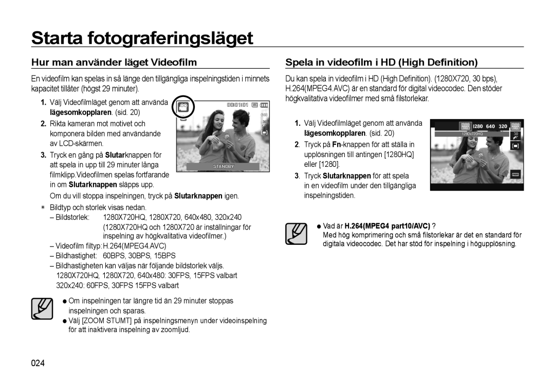 Samsung EC-WB550BBP/E2, EC-WB550ABP/E2 manual 024, Vad är H.264MPEG4 part10/AVC ? 