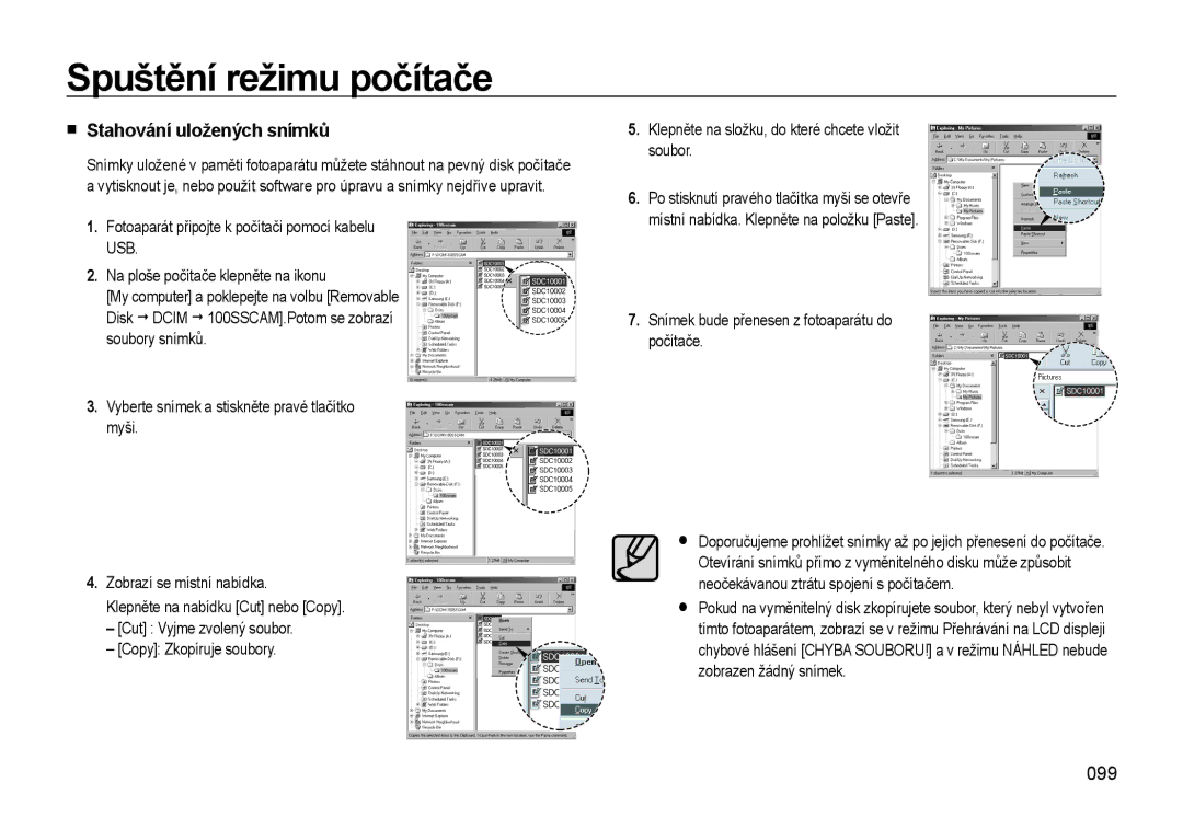 Samsung EC-WB550BBP/E1, EC-WB550ABP/E1, EC-WB550ABP/E3, EC-WB550BBP/E3 manual Stahování uložených snímků, 099 