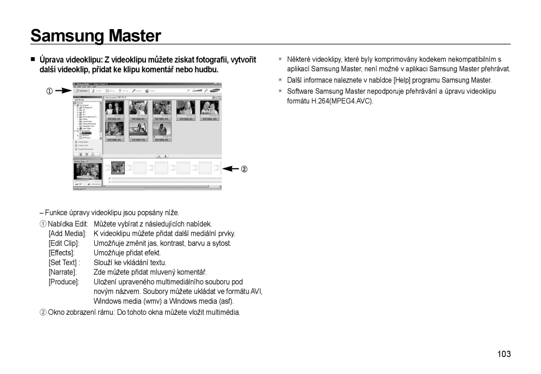 Samsung EC-WB550BBP/E1, EC-WB550ABP/E1, EC-WB550ABP/E3, EC-WB550BBP/E3 manual 103, Windows media wmv a Windows media asf 