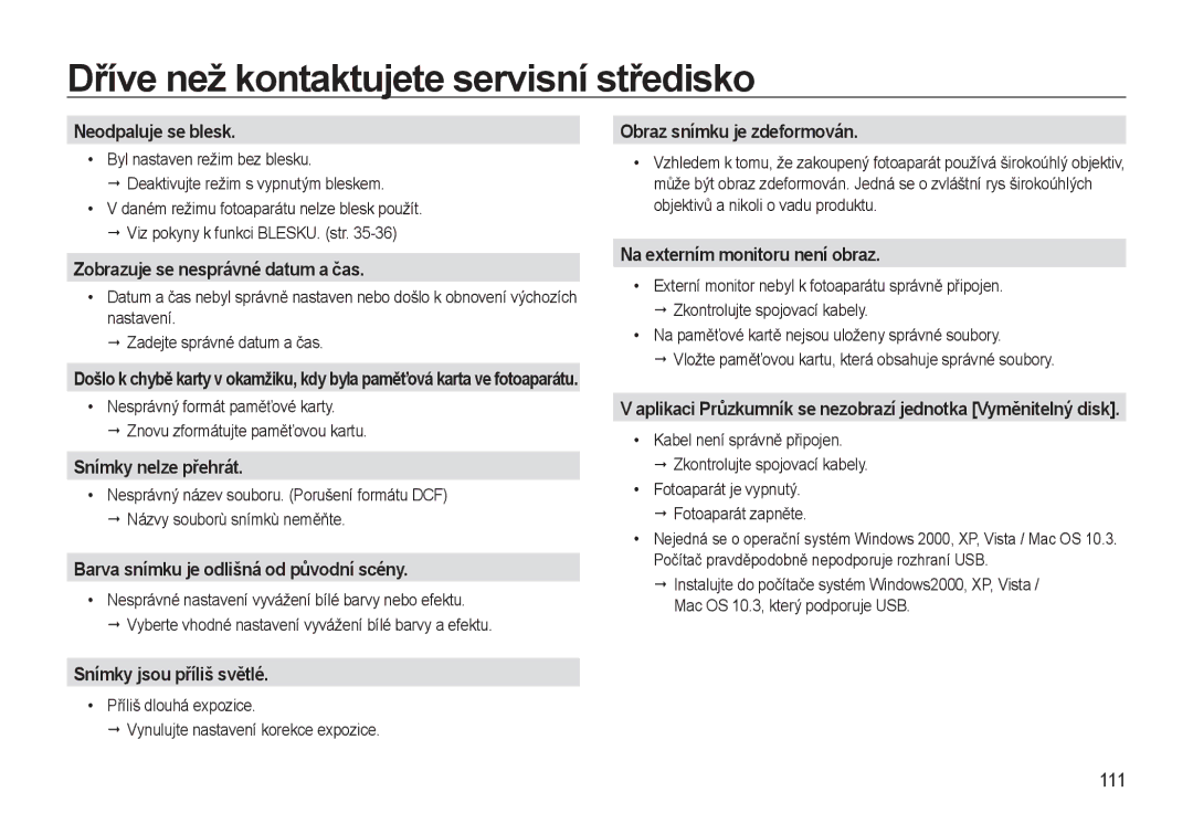 Samsung EC-WB550BBP/E1, EC-WB550ABP/E1 manual Neodpaluje se blesk, Zobrazuje se nesprávné datum a čas, Snímky nelze přehrát 