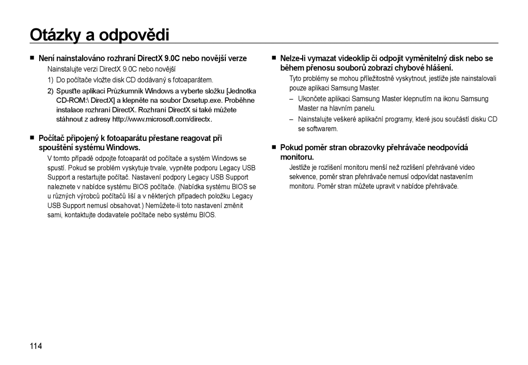 Samsung EC-WB550BBP/E3, EC-WB550BBP/E1, EC-WB550ABP/E1 manual Pokud poměr stran obrazovky přehrávače neodpovídá monitoru, 114 