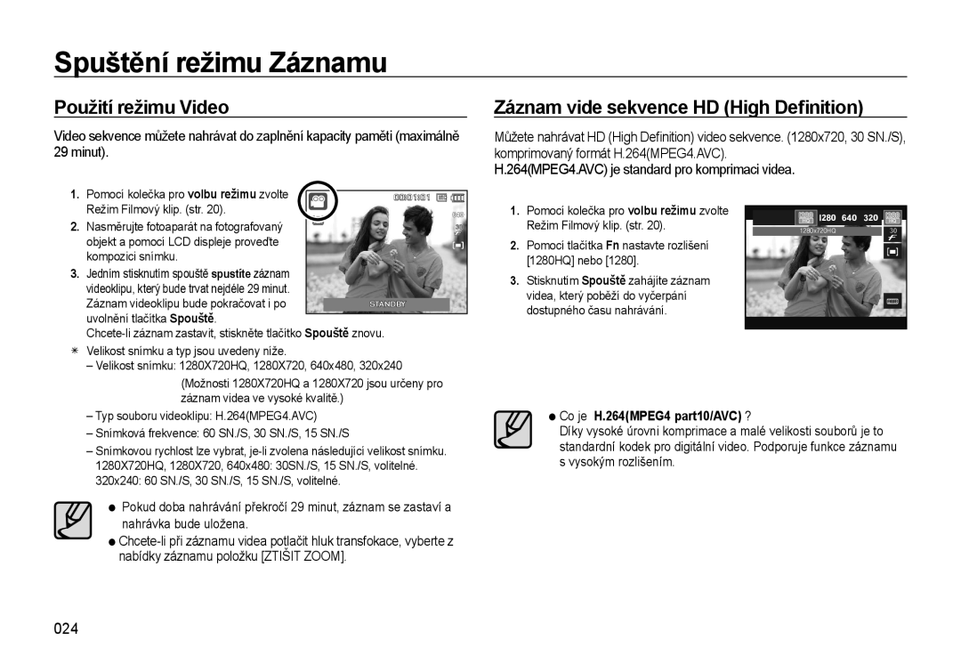 Samsung EC-WB550ABP/E1, EC-WB550BBP/E1, EC-WB550ABP/E3, EC-WB550BBP/E3 manual 024, Co je H.264MPEG4 part10/AVC ? 
