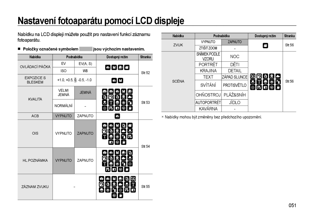 Samsung EC-WB550BBP/E1, EC-WB550ABP/E1 Fotoaparátu, 051, Položky označené symbolem Jsou výchozím nastavením, Děti, Text 