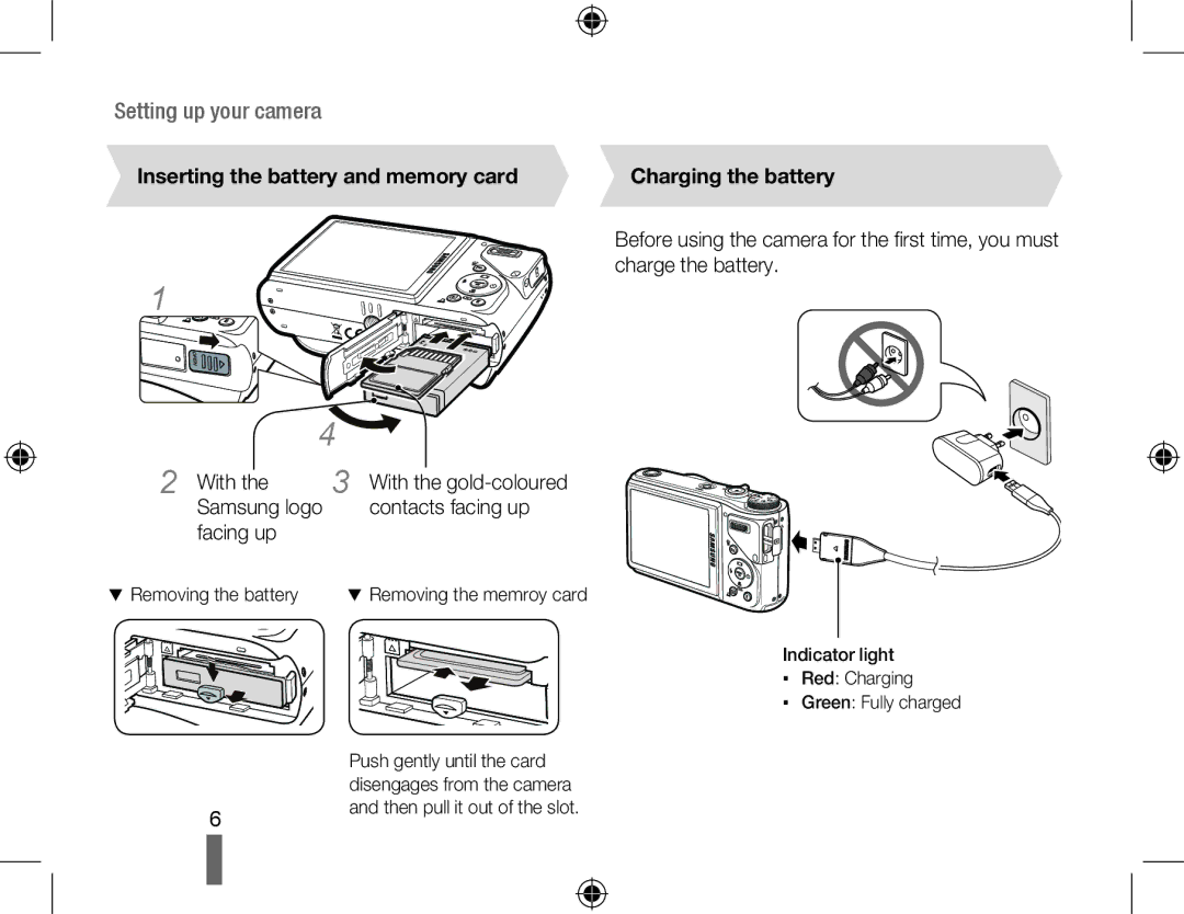 Samsung EC-WB550BDP/AS, EC-WB550BBP/FR, EC-WB550ABP/FR Inserting the battery and memory card Charging the battery, With 