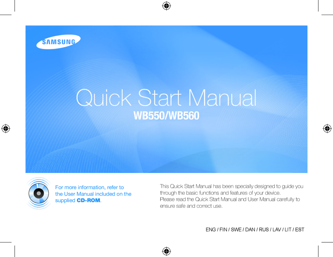 Samsung EC-WB550ABP/FR, EC-WB550BBP/FR, EC-WB560BBP/FR, EC-WB550BBP/IT, EC-WB550BBP/E1 manual Quick Start Manual 