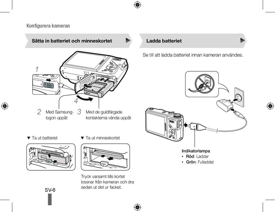 Samsung EC-WB550ABP/E1, EC-WB550BBP/FR, EC-WB550ABP/FR, EC-WB560BBP/FR Sätta in batteriet och minneskortet, Ladda batteriet 