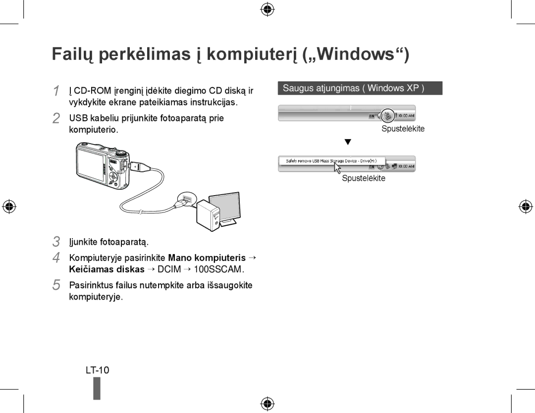 Samsung EC-WB550ABP/E3, EC-WB550BBP/FR manual Failų perkėlimas į kompiuterį „Windows, Saugus atjungimas „Windows XP 