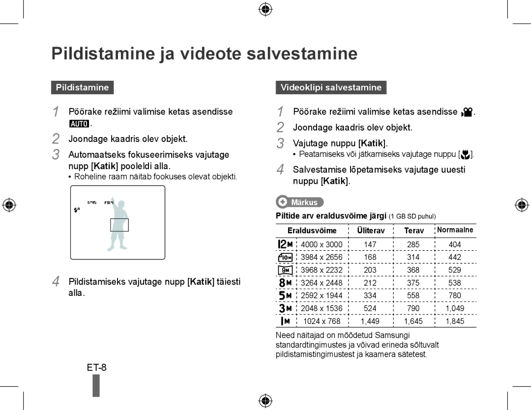 Samsung EC-WB560BBP/FR, EC-WB550BBP/FR, EC-WB550ABP/FR manual Pildistamine ja videote salvestamine, Videoklipi salvestamine 