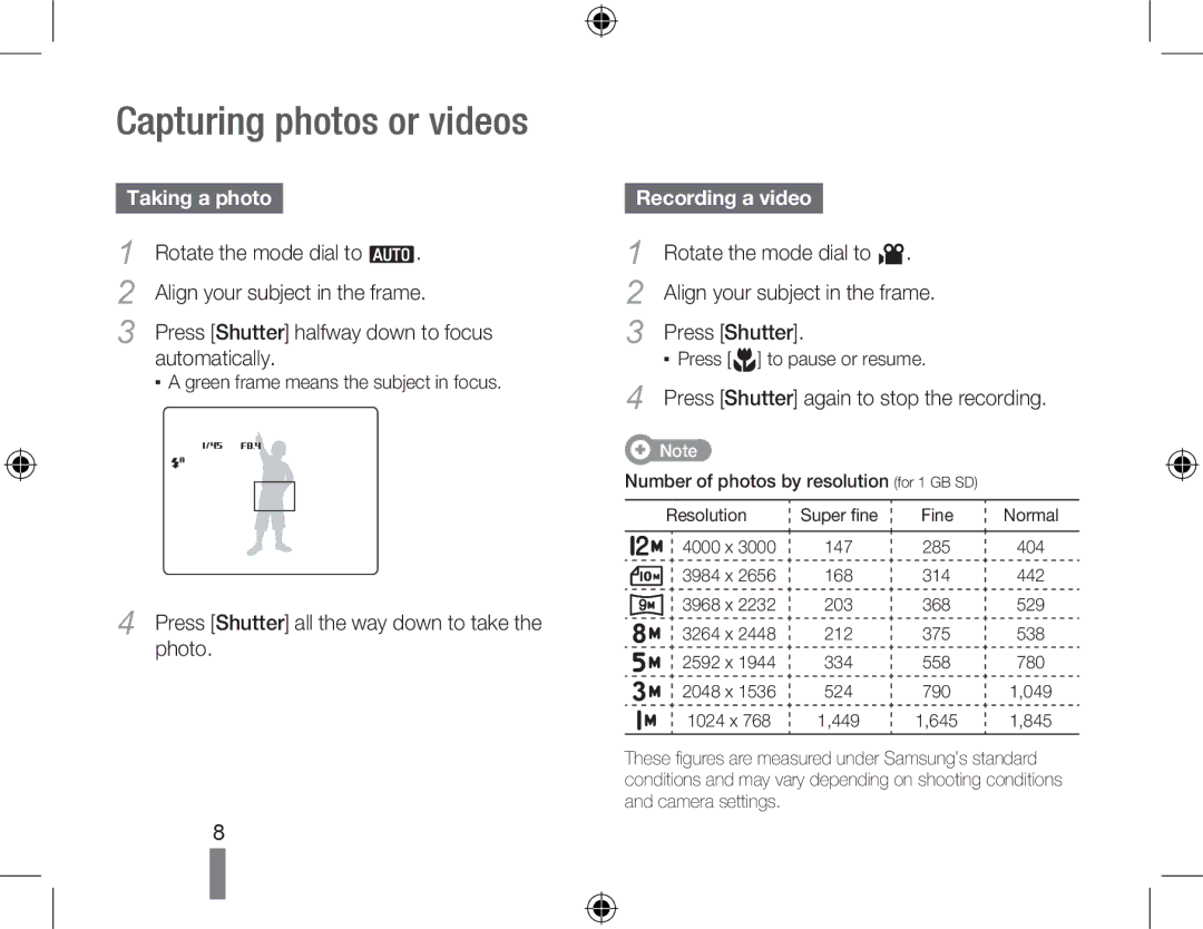 Samsung EC-WB550ABP/SA, EC-WB550BBP/FR, EC-WB550ABP/FR manual Capturing photos or videos, Taking a photo, Recording a video 