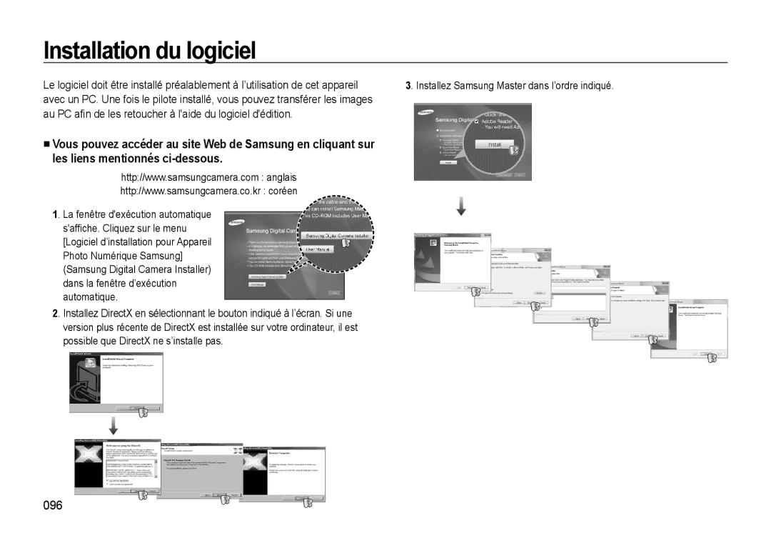 Samsung EC-WB550ABP/FR, EC-WB550BBP/FR, EC-WB560BBP/FR manual Installation du logiciel, 096 