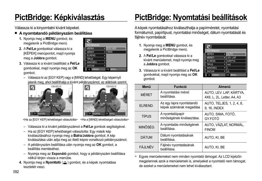 Samsung EC-WB550ABP/IT manual 9iODVVDNLDNLQ\RPWDWQLNtYiQWNpSHNHW, „ $Q\RPWDWDQGySpOGiQ\ViPEHiOOtWiVD, 0HQ XQNFLy 