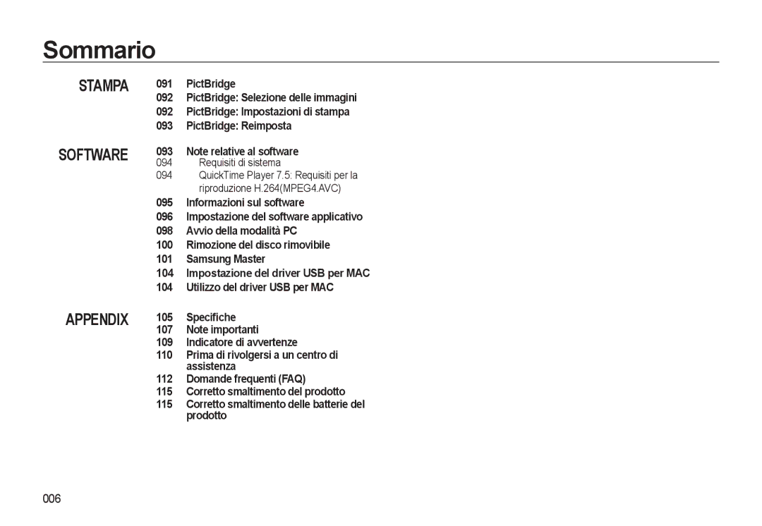 Samsung EC-WB550BBP/E1, EC-WB550BBP/IT, EC-WB550ABP/IT manual 006, Requisiti di sistema 