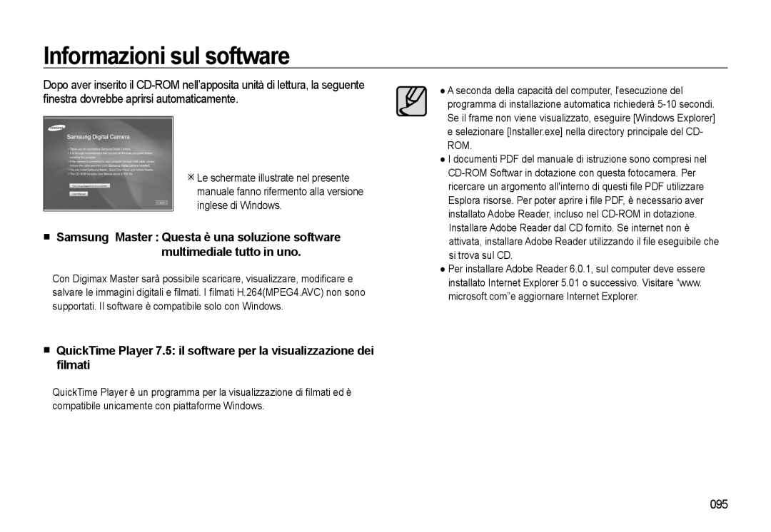 Samsung EC-WB550BBP/IT, EC-WB550BBP/E1, EC-WB550ABP/IT manual Informazioni sul software, 095 