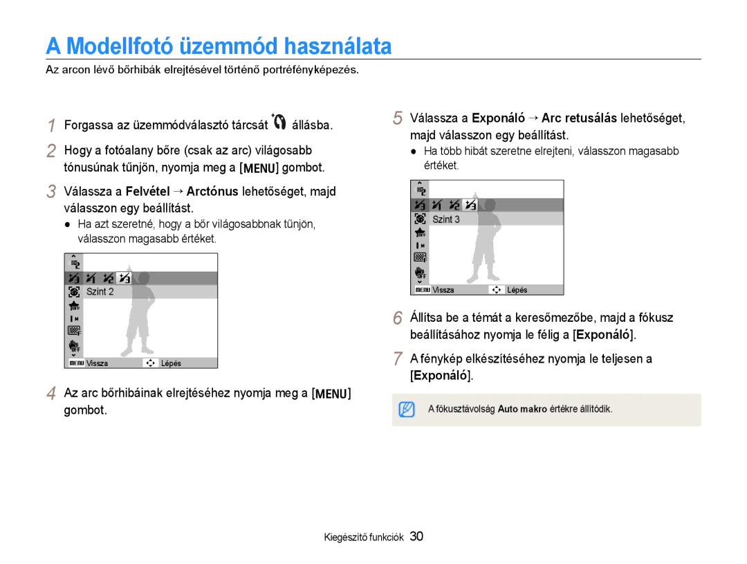 Samsung EC-WB600ZBPNIT, EC-WB600ZBPAIT manual Modellfotó üzemmód használata, Forgassa az üzemmódválasztó tárcsát állásba 