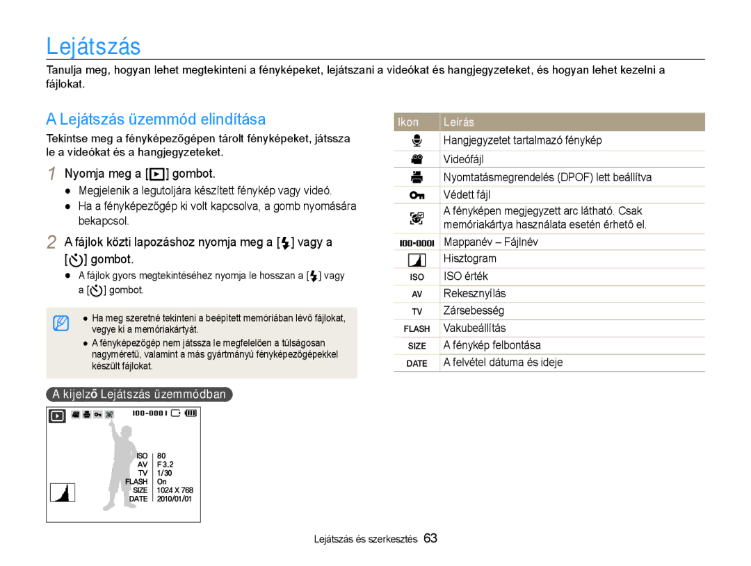 Samsung EC-WB600ZBPAE3 manual Lejátszás üzemmód elindítása, Nyomja meg a P gombot, Kijelző Lejátszás üzemmódban 