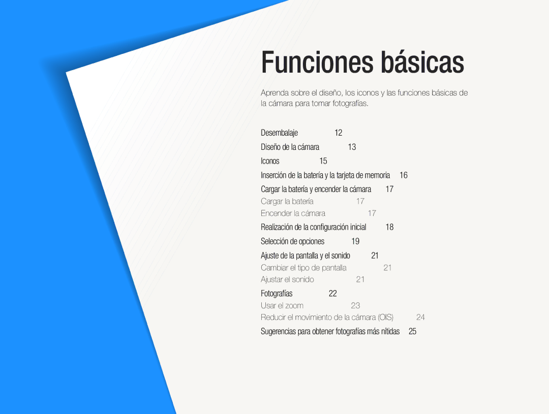 Samsung EC-WB600ZBPBE1, EC-WB600ZBPNE1, EC-WB600ZBPBE3, EC-WB600ZBPAE1 manual Funciones básicas 