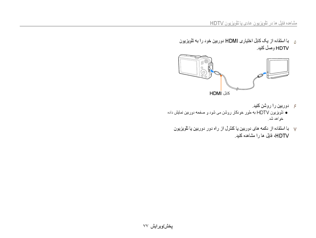 Samsung EC-WB600ZBPAIL, EC-WB600ZBPBE1 Hdtv ﻥﻮﻳﺰﻳﻮﻠﺗ ﺎﻳ یﺩﺎﻋ ﻥﻮﻳﺰﻳﻮﻠﺗ ﺭﺩ ﺎﻫ ﻞﻳﺎﻓ ﻩﺪﻫﺎﺸﻣ, ﺪﻴﻨﮐ ﻦﺷﻭﺭ ﺍﺭ ﻦﻴﺑﺭﻭﺩ ɔ, Hdmi ﻞﺑﺎﮐ 